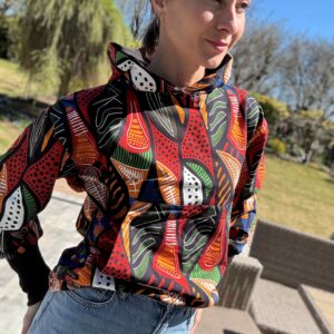 mrs.Thin Damska czarna bluza z kapturem "AZTEC"